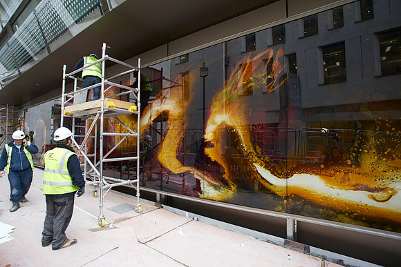 Exterior Back Lit PhotoGlassWork, 18m x 3m