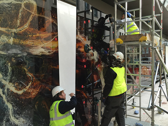 Exterior Back Lit PhotoGlassWork, 18m x 3m