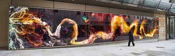 Exterior Back Lit PhotoGlassWork, 18m x 3m