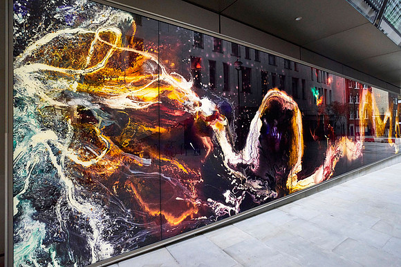 Exterior Back Lit PhotoGlassWork, 18m x 3m
