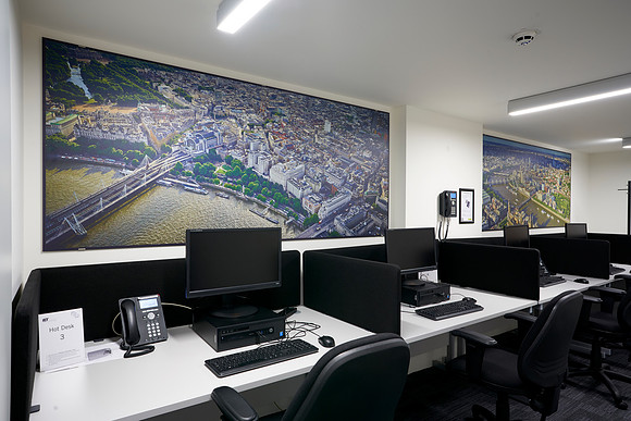 PhotoPanels 2.3m x 1m in Hot Desking Area - Super High Res Aerial Images of London