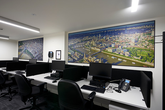 PhotoPanels 2.3m x 1m in Hot Desking Area - Super High Res Aerial Images of London